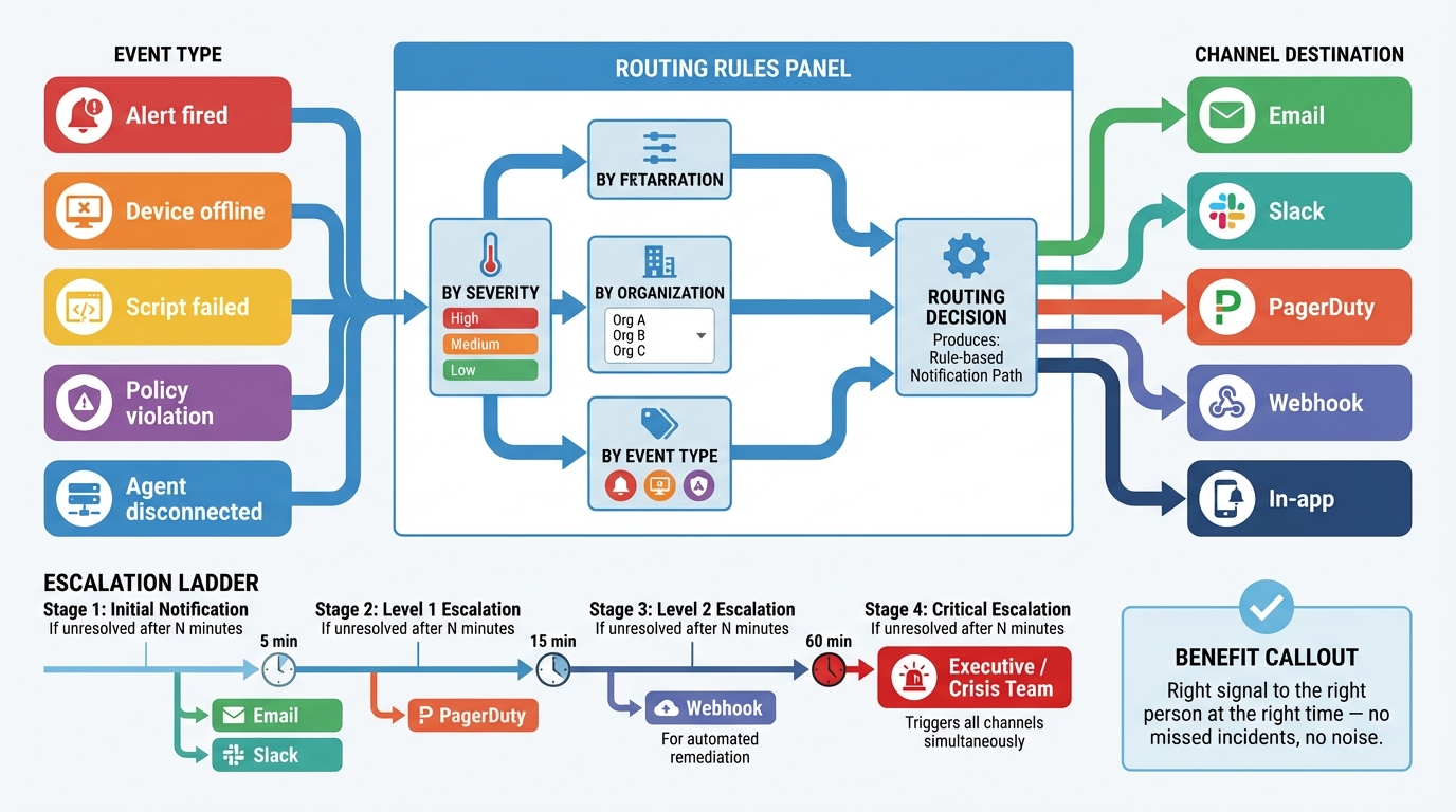 Notification routing and escalation paths
